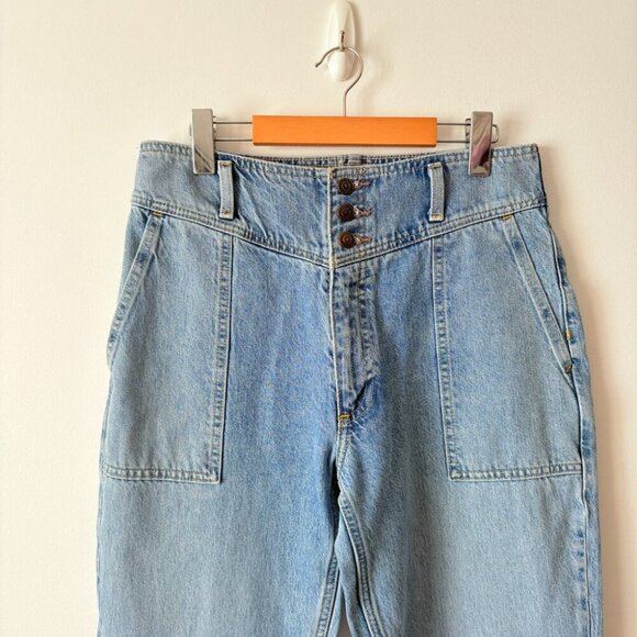 Abercrombie & Fitch Mom Jeans High Waisted Raw Hem Bare Back Size 29/8 - Picture 3 of 6